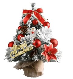 45cm Pre-Lit Flocked Christmas Tree | Tabletop Decor with LED Lights