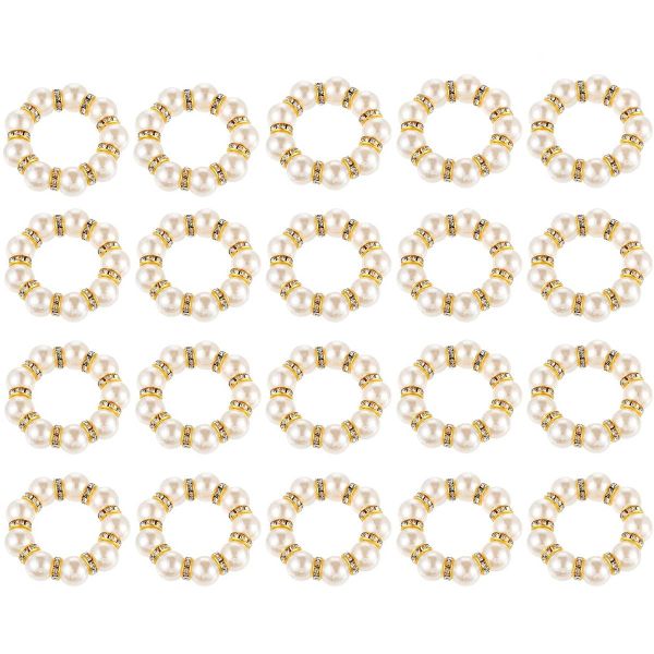 20 Pack Gold Napkin Rings, Imitation Pearl Napkin Rings Napkin Holder