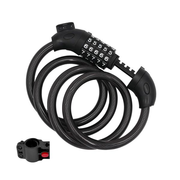 5-Digit Combo Coil Lock - Weatherproof, Cut-Resistant &amp; Paint-Friendly.