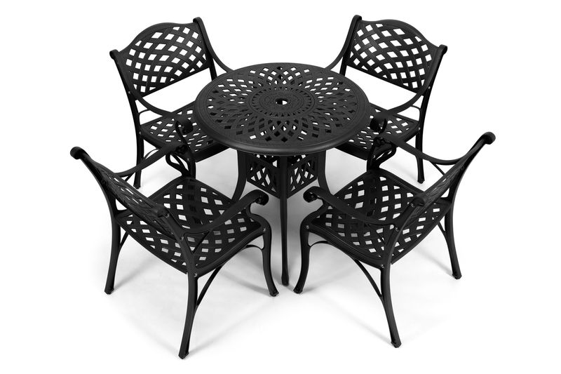 5-Piece Lattice Outdoor Aluminium Patio Garden Table and Chairs - 4 Seater