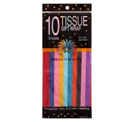 Bulk Pack 10 x Paper Tissue 50 x70cm 10 Sheets - Assorted Colours