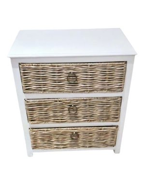 3 Drawer Rattan Pedestal