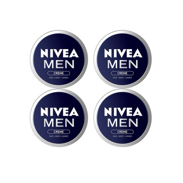 NIVEA MEN Face Creme Tin with Vitamin E, 4x75ml