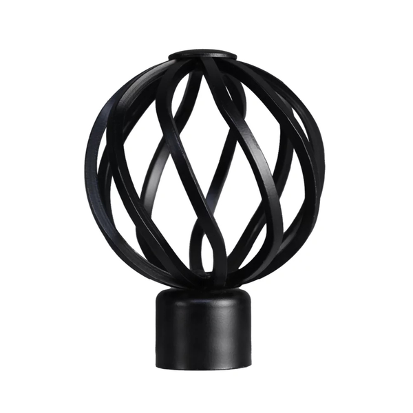 25mm Steel Rod Finial Twistball - Black