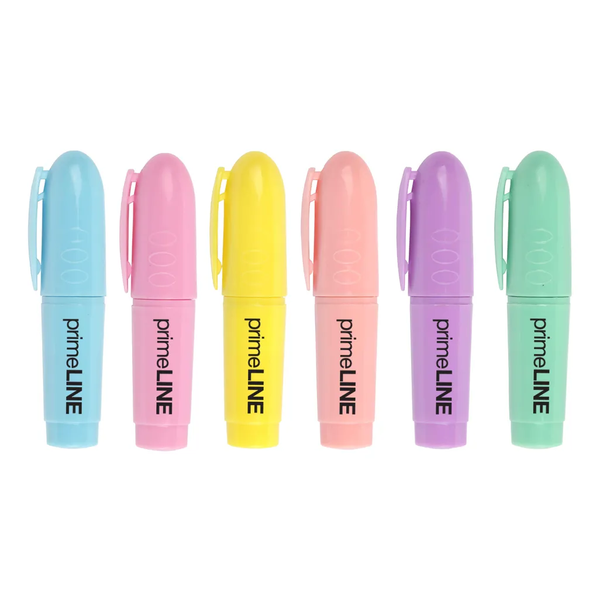 Primeline- Mini Highlighter- Set of 6 Assorted Colours ×3