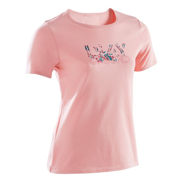Domyos Kids Basic Cotton T-Shirt - Pink Print