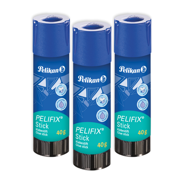 Pelikan Pelifix Glue Sticks, 3 x 40 g, Strong Bond, Non-Toxic, School Art
