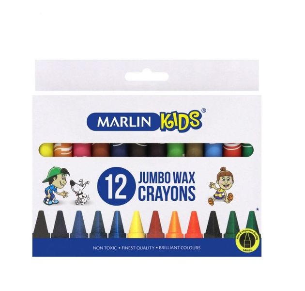 Marlin Kids - 12 14mm Jumbo Wax Crayons (Pack Of 12)