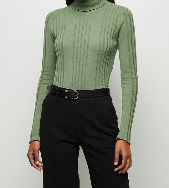Women's Edit Basic Ribbed Poloneck - Sage