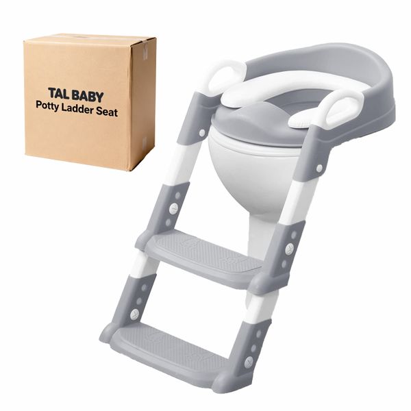 Grey Adjustable Potty Ladder Seat for Toilet Training with Steps And Handle