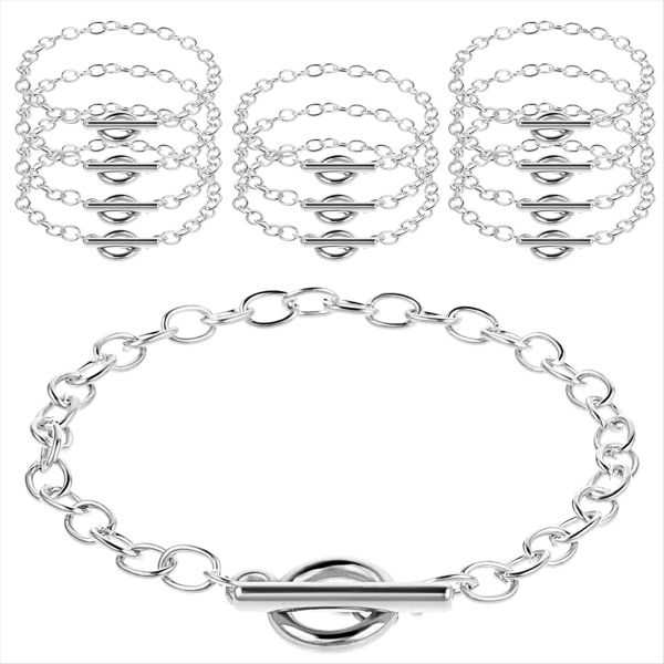 12 Pcs Chains Bracelets for Jewelry Making Chain for Women Silver