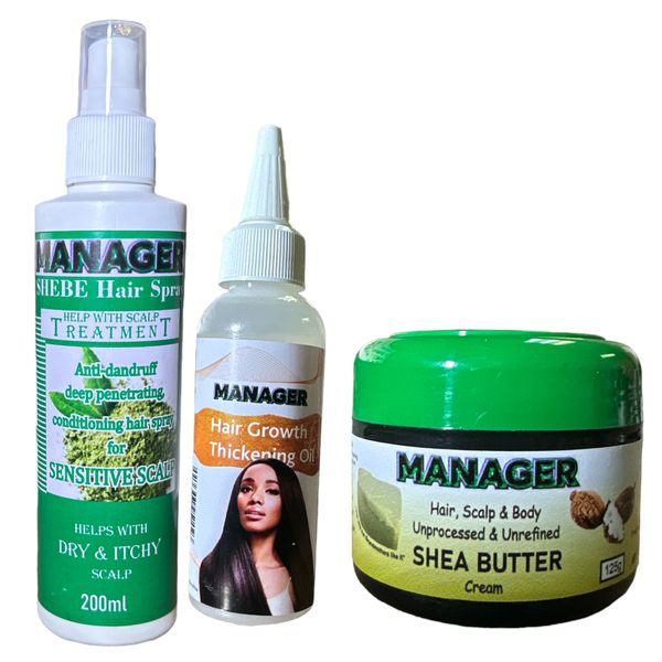 Manager Hair Growth Oil with Chebe Hair Spray and Shea Butter Set