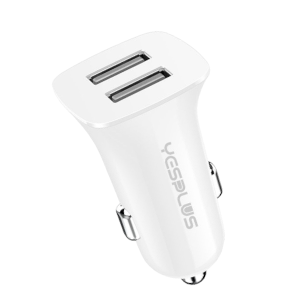 YESPLUS - YS-1203 -Universal Dual USB Fast Charging Car Charger - White