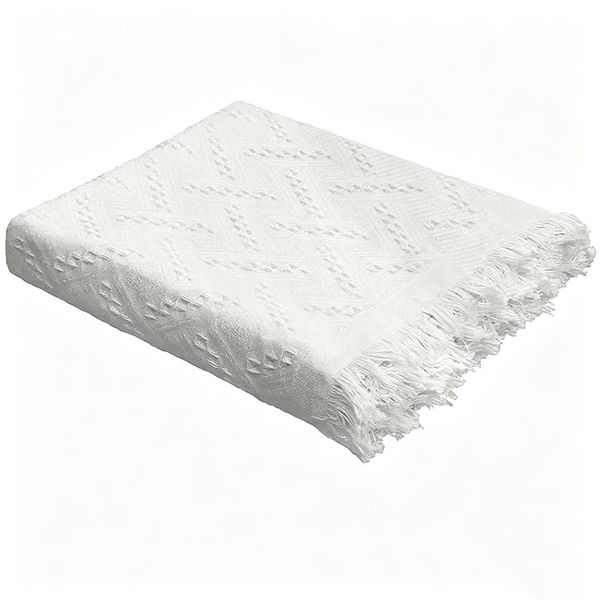 Outdoor White Picnic Blanket, Bohemia Oversize Beach Blanket