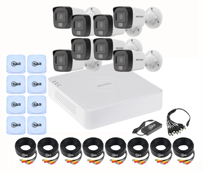 Hikvision 16CH DVR &amp; 8 Cameras with Audio Smart Hybrid Light Kit-SBR Bundle