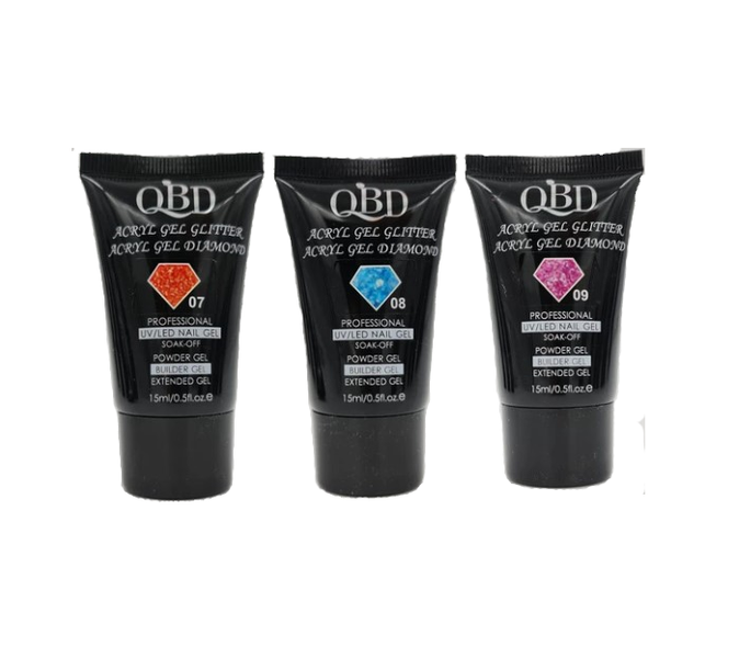 3 Piece QDB Glitter Nail Extension Polygel Number 7,8 &amp; 9 - 15ml