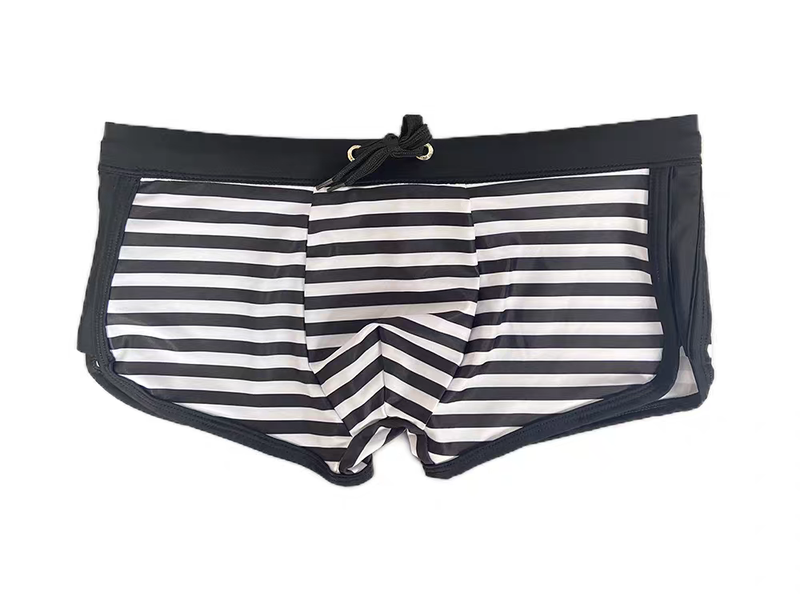 Men's Trendy Multicolor Striped Swim Trunks/ Quick-Dry Athletic Swimwear