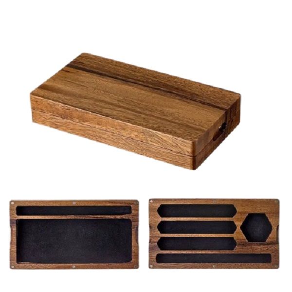 Premium Portable Walnut Dice Box Rolling Tray and Storage Stand