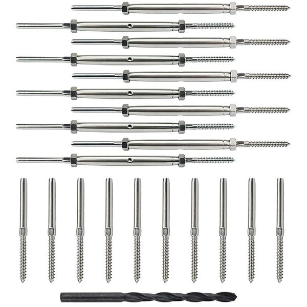 10 Pairs Lag Screw Swage Turnbuckle Tensioner And Lag Screw Stud