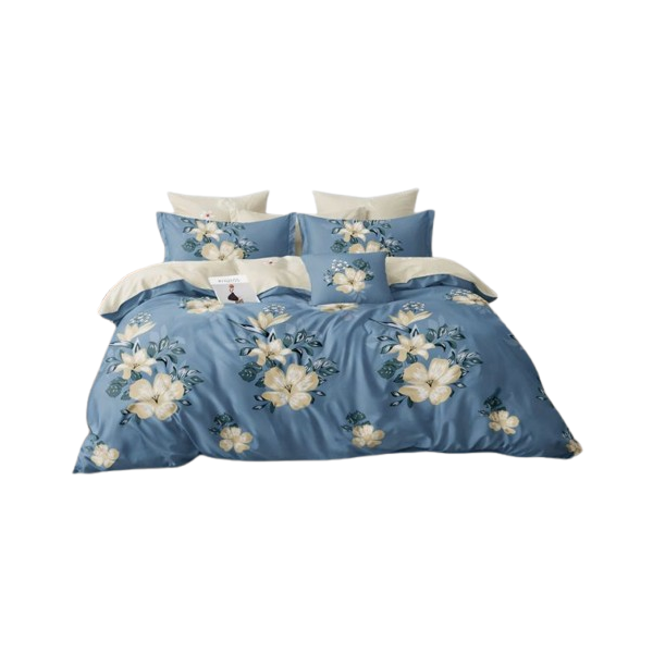 Linen Boutique - Duvet Cover Set Reversible-YellowFlowerBlue