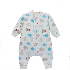 Olive Tree - 4 layer muslin split leg summer sleeping bag - Fish
