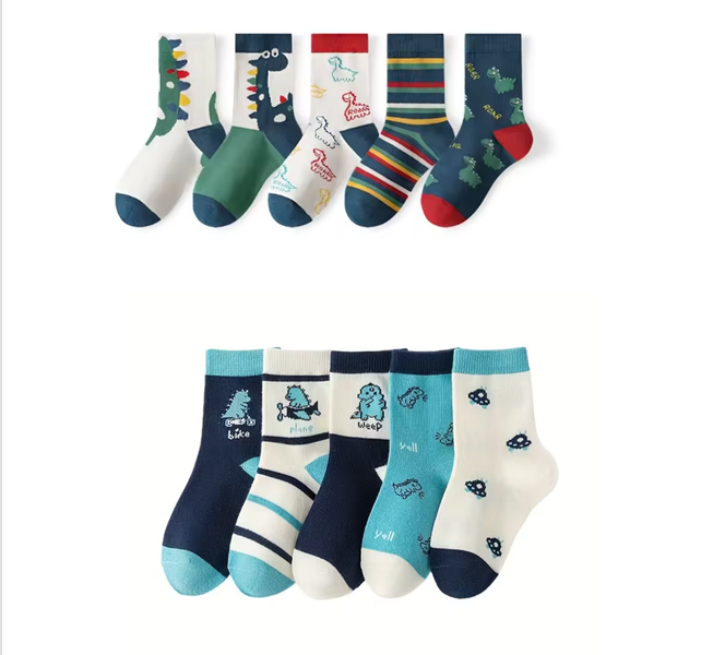 Boys Socks 10-Pairs Pack - Mixed Colour All-Seasons Casual, Everyday, Soft
