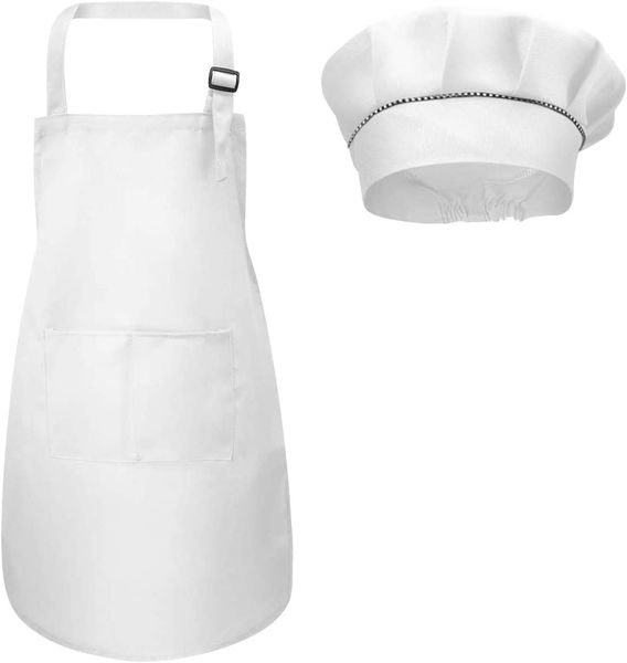 2 Piece white Apron &amp; Baking Hat for a little Chef
