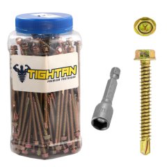 TEK Screw 12x65mm Hex Self-Drill Zinc - 100 Pack + Free Bit