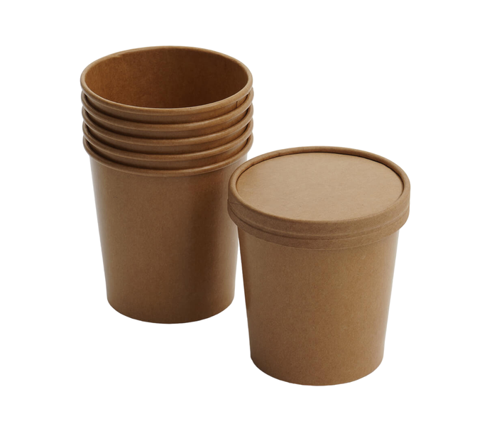 500ml Kraft Ice Cream Tub &amp; Lid 6 Piece