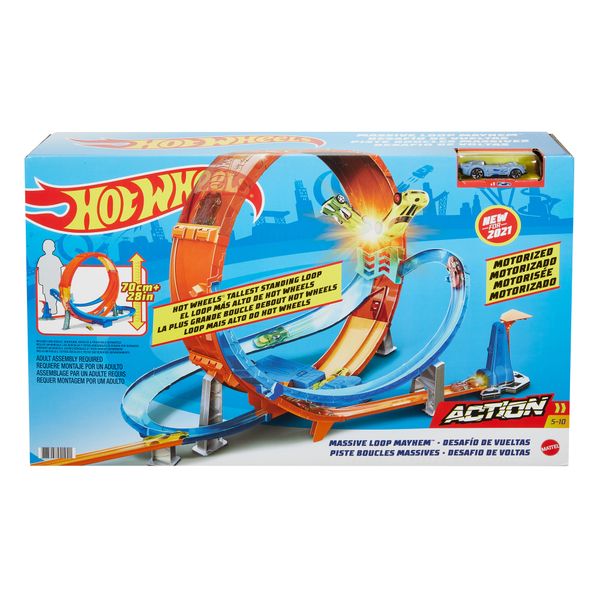 Hot Wheels Massive Loop Mayhem Track Set with 28-in Wide Track Loop &amp; 1 Car