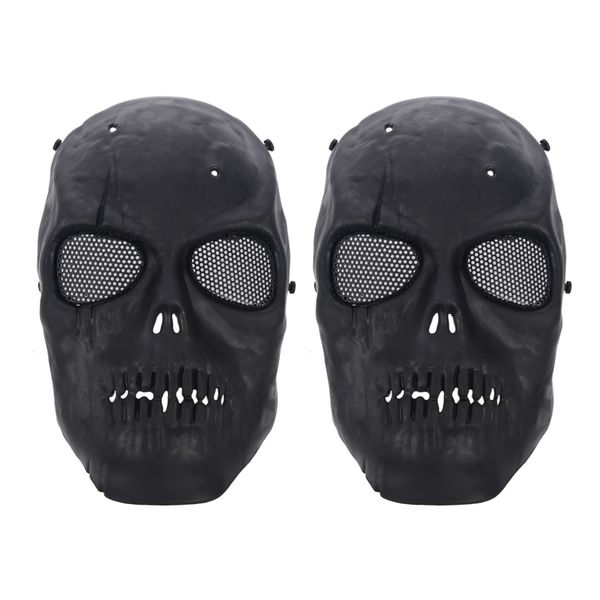 2X Airsoft Mask Skull Full Protective Mask - Black