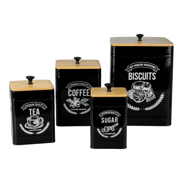 Biscuits, Tea, Coffee &amp; Sugar Canister Set - Kitchen