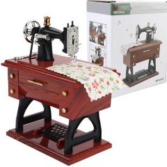 Vintage Mini Sewing Machine Music Box for Home Decor Birthday Gift