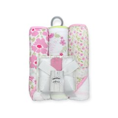 Mothers Choice Baby Hooded Towel &amp; Washcloth Set - Pink Flowers