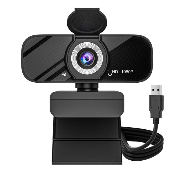 USB HD Webcam with Built-in Microphone and Rotatable Tripod, 1080P Video