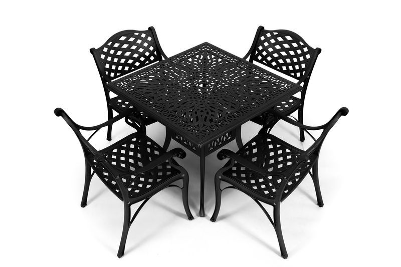 4 Seater Outdoor Patio Dining Set - 5 Piece Aluminium Table and Chairs