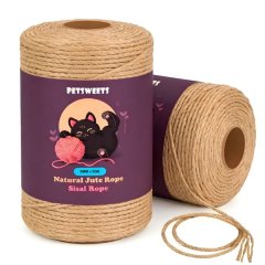 2 Rolls 60m x 6mm Sisal Rope for Cat Scratcher Rope for Scratching Post