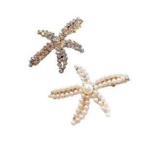 Luxury Pearl Rhinestone Starfish Hair Clip