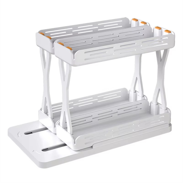 2-Tier Rotating Spice Rack - Detachable Plastic Seasoning Storage Organizer
