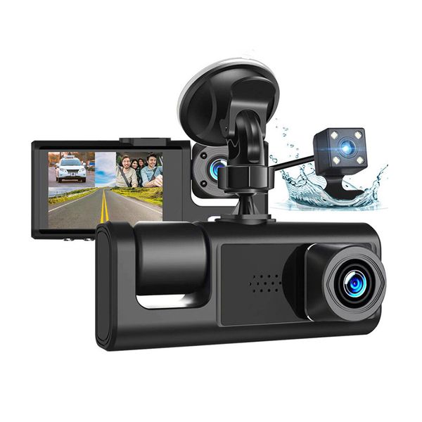 Camera for Cars 3 Channel Dash Cam Driving Recorder 3-Lens with 2" IPS
