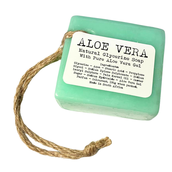 Natural Glycerine Soap with Pure Aloe Vera Gel on a Rope - 150g