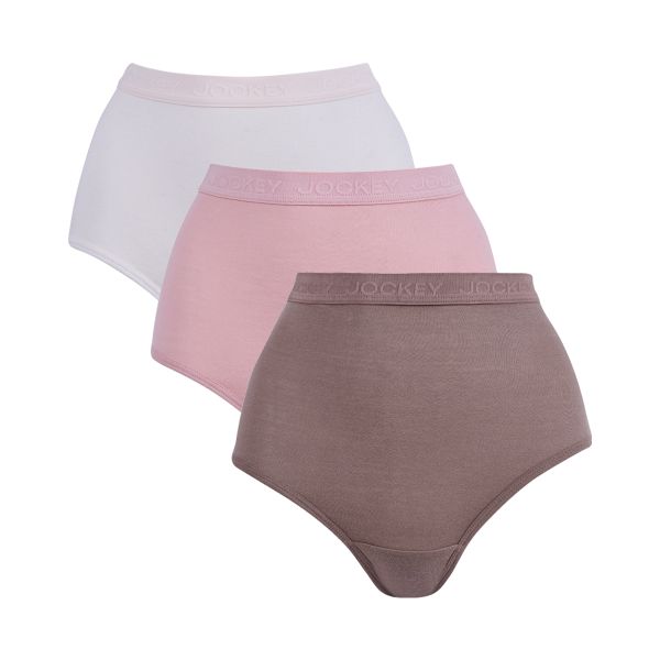 Jockey Women's 3 Pack Cotton Full Brief Underwear - Mixed Tonal Colours