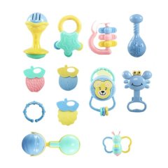 12 Piece Baby Musical Rattles Shakers Spinning Animal Grabbing Toy Set