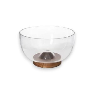 Glass Salad Bowl With Wooden Tray 23.5cm
