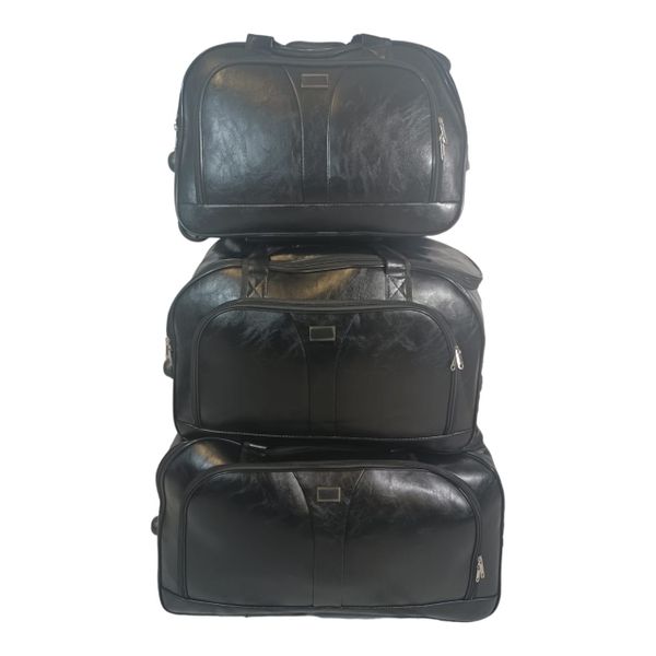 SMTE 3 Piece Travel Duffel Bag PU Leather Overnight Weekender Bag