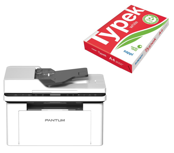 Pantum BM2305AW Mono Laser Multifunction Printer with ADF &amp; Typek A4 Ream