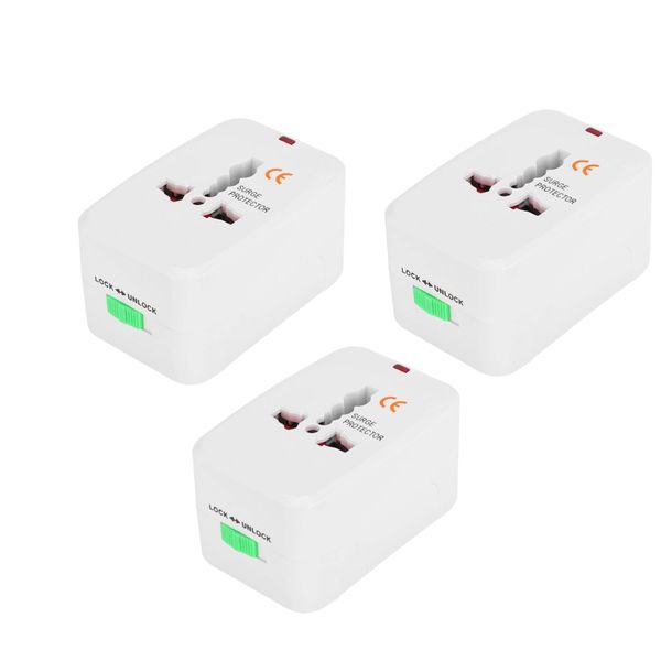Set of 3 Universal Worldwide Travel Adapter Plugs for US, UK, AU, EU