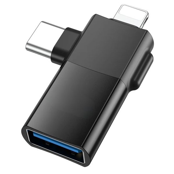 OTG Adapter - 2-in-1 iP/USB-C to USB 2.0 Female Converter For Data Sync PB