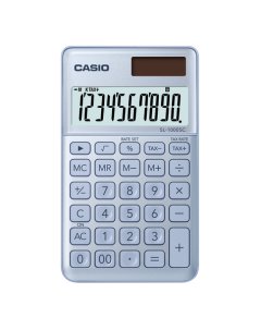 CASIO SL-1000SC Blue Stylish 10 Digit Solar Pocket Calculator