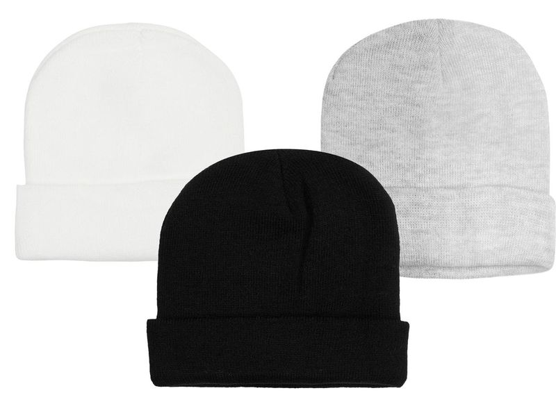3 Piece Neutral Colour Beanie Set